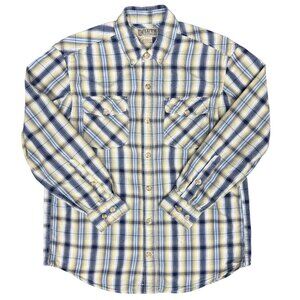 Men's DULUTH TRADING CO. Free Swingin' Chambray Plaid Shirt 51721- Size‎ M